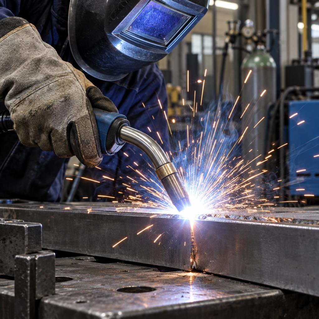 Soldadura MIG MAG industrial sobre estructura metálica