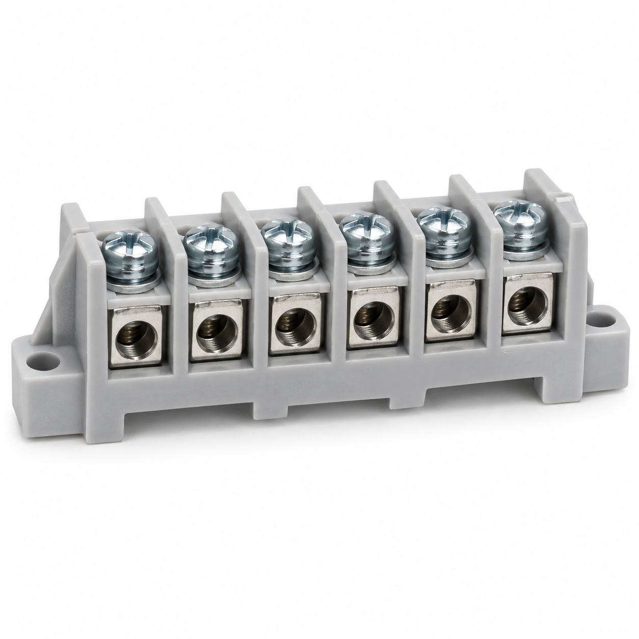 Bloque terminal gris de seis polos
