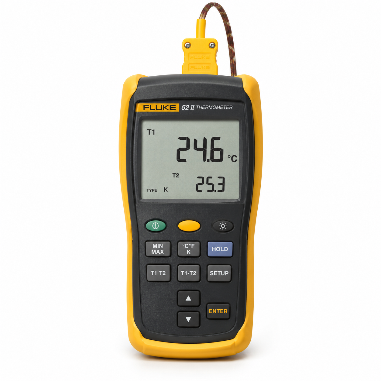 Indicador portátil de temperatura para termopar de doble canal