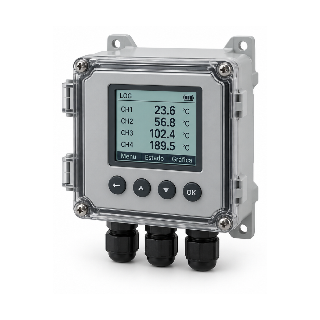 Registrador industrial de temperatura para instalación en campo
