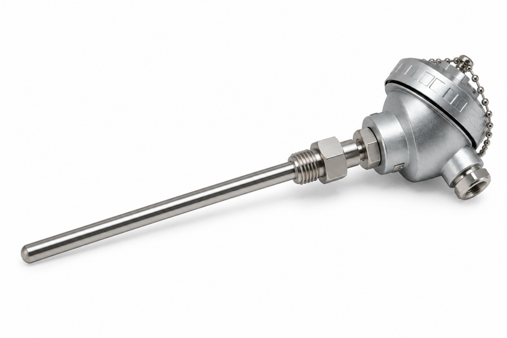 Sonda de temperatura con cabezal industrial para conexiones seguras