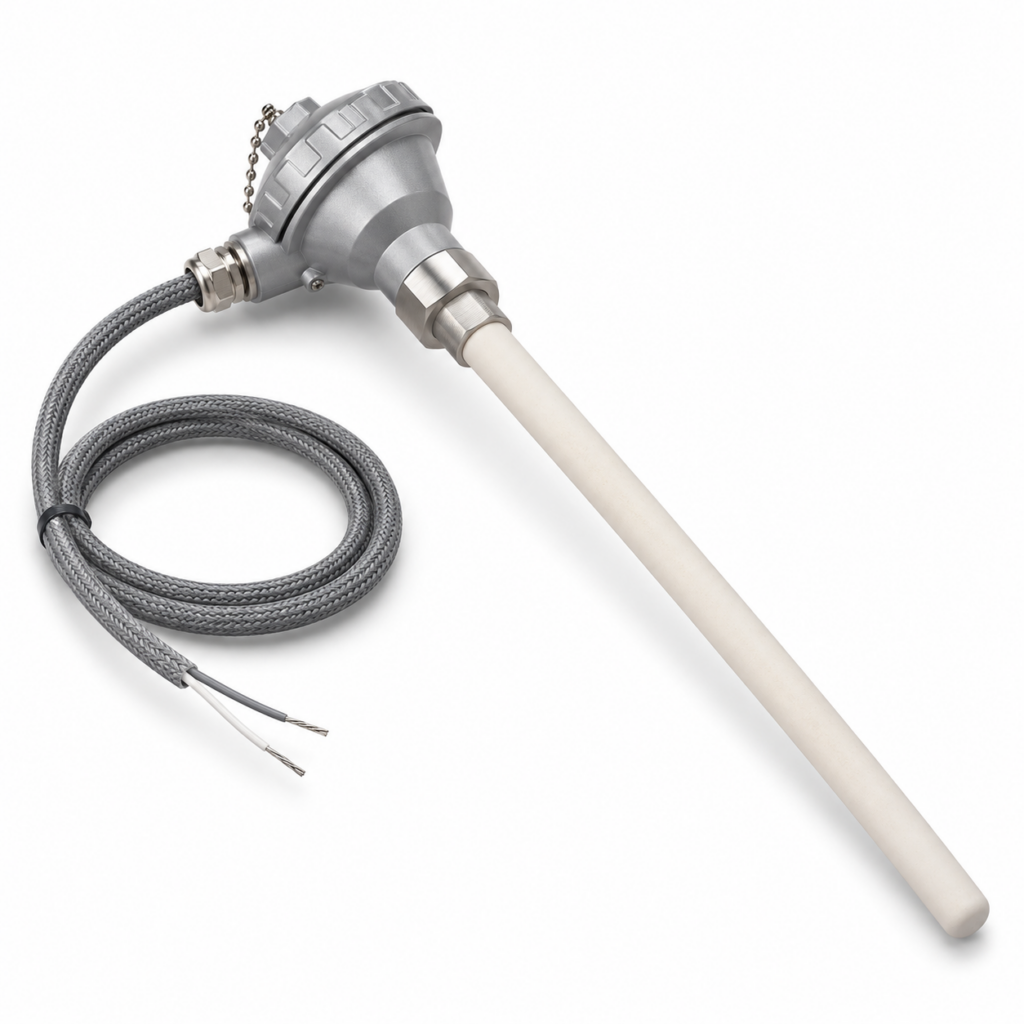 Termopar tipo B industrial con cable gris