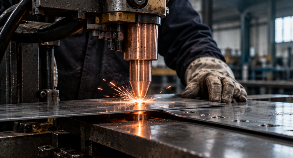 Soldadura por puntos industrial sobre chapas metálicas